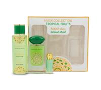 Gulf Orchid Musk Collection Tropical Fruits 3pcs Gift Set - 60 mL Eau de Parfum, 250 mL Body Mist, 12 mL Concentrated Oil - Exotic Fruity Musk Perfume Gift Set for Women & Men