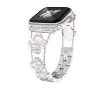 Musk-MSKR Diamond Metal Band Adds Sparkle to Your Watch - Compatible with Apple Watch Series 8/7/6/5/4/3/2/1SE/Ultra. Clover is simple and elegant, fits women's sizes 8, 41/40/38/42mm(Series 10),