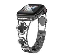 Musk-MSKR diamond metal band adds sparkle to your watch - Compatible with Apple Watch Series 8/7/6/5/4/3/2/1SE/Ultra - Clover is simple and stylish, fits women's sizes 38mm 40mm 41mm 42mm 44mm 45mm