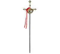 Boland Musketeer Sword - 58cm Toy Rapier with Gold Handle and Red Ribbon - Fancy Dress Costume Accessory for Musketeer, Pirate, Renaissance or Knight Outfits - Carnival, Party, Halloween