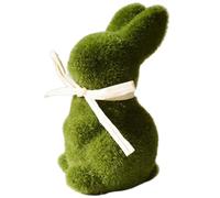 Musky Easter Bunny Figurine, Moss Covered Easter Rabbit Figurine | Fake Rabbit Flocked Decoration for Table Desk Living Room TV Stand Shelf