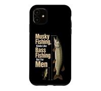 Musky Fishing Vs Bass Size Comparison Gift For Men Case for iPhone 11