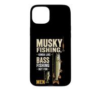 Musky Fishing Vs Bass Size Comparison Gift For Men Case for iPhone 15 Plus