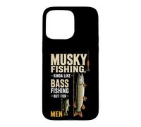 Musky Fishing Vs Bass Size Comparison Gift For Men Case for iPhone 15 Pro Max
