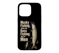 Musky Fishing Vs Bass Size Comparison Gift For Men Case for iPhone 15 Pro Max