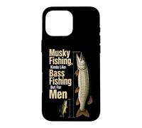 Musky Fishing Vs Bass Size Comparison Gift For Men Case for iPhone 16 Pro Max