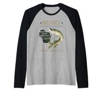 Musky Fishing Wisconsin Raglan Baseball Tee