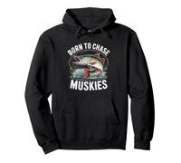Musky Tournament Born Chase Muskies Angler Graphic Muskie Pullover Hoodie