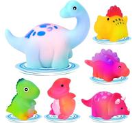 Muslecid Light Up Baby Bath Toys, 6 Pack Dinosaur Sensory Bathtub Toy Toddler Bath Toys with Colorful Flashes Lights, Light-Up Water Toys for Ages 1, 2, 3, 4, and 5 Boys Girls Babies Gifts