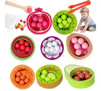 Muslecid Montessori Toys for 1 Year Old, Wooden Fruit Recognition Toddler Matching Toys,12+ Months Educational Learning Present, Colour Sorting Stacking Toy, Christmas Birthday Gifts for Boys Girls