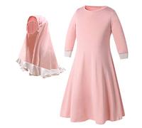 Muslim Baby Girls' Abaya with Hijab Full Length Robe Burka Maxi Toddler Little Kid Color Block Dresses Print Baby Girl Clothing EidRamadan Special Baby Blanket (5-6 Years)