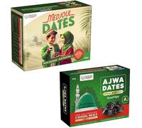 Muslim Charity Bundle of 800g Palestinian Medjool Dates and 500g Ajwa Dates from Madinah - All Natural Vitamin Rich Delicious Dates Delights