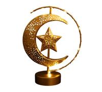 Muslim Crescent Moon Ramadan Lights Gifts Mubarak Eid Lights Ramadan Crescent Moon Table Lamp for Home Ramadan Decor