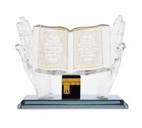 Muslim Crystal Ornament, Islamic Desktop Decoration with Quran Opening Chapter Pattern, Exquisite Muslim Craft Art Model, Religious Decor for Home and Festival