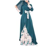 Muslim Dress for Women Muslim Robes Prayer Dress Prayer Robe Abaya Kaftan with Hijab Full Cover Long Sleeve Satin Islamic Arab Maxi Dress Abaya Kaftan Clothes Muslim Dress Abaya Dress Green