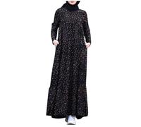 Muslim dresses for women vintage multi layer printed maxi dress back zipper retro arabic beach cover cultural festival long sleeve loose fit linen blend flowy ceremonial dresses