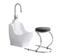 Muslim Foot Bath Basin with Stool, Muslim Votive Pedicure Basin with Faucet, for Face Washing and Foot Worship, Ceramic Washbasin, Stool Load-Bearing 500KG, for Relaxation, Stress Relief