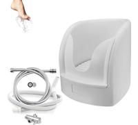 Muslim Footbath with Press Spray, Ablution Foot Washer with Inlet/Outlet Pipes & Angle Valves, High Temperature Resistant 90°C for Improved Circulation & Relaxation