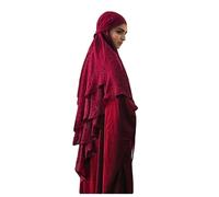 Muslim Headscarf Hijab Elegant Glitter Prayer Khimar One Piece Muslimah Turban Shawl Middle East Body Cover 2 Layers Abaya Jilbab Islamic Ladies Eid Prayer Wear Ramadan Gift