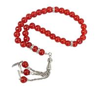 Muslim Prayer Beads, 33 Red Tasbih Beads Rosary for Pendant Decoration, Ramadan Eid Gift for Women Men, Religious Accessories for Prayer Meditation Devotion