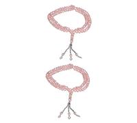 Muslim Prayer Beads Set, 99 Beads Tasbih with Separators, Pink Rosary with Mihrab Counter, 2 Pieces Religious Supplies