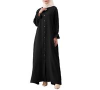 Muslim Prayer Dress Abaya for Women Muslim Plain Button Shirt Dress Home/Work/Ramadan/Travel/Hajj/Umrah/Mosque/Madrassa Cover Ups Black