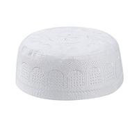 Muslim Prayer Hat for Men Multi Breathable Holes Embroidered Muslim Islamic Hat Eid Gift Mens Ramadan Worship Cap Beanies Arabia Indian Pakistani Hat Turkish Skull Cap Round Flat Top Men's Headwear
