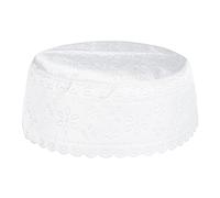 Muslim Prayer Kufi Hat, Men White Muslim Prayer Headwear Cap Islamic Worship Prayer Hat Kofia Topi Cap for Round Cap Male Mosque Headwear (56cm)