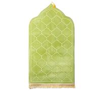 Muslim Prayer Mat, Soft Padded Prayer Mat with Minimalistic Islamic Patterns, Ramadan Eid Gift for Family and Friends - Green