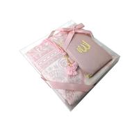 Muslim Prayer Set with Mat, Tasbih, Surah Booklet - Islamic Gift Set (Pink)