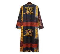 Muslim Robe Men's Casual Loose Long Nightgown Long Sleeve Loungewear Cotton Pyjamas,Oracle Print,XXL
