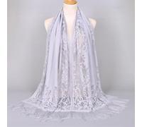 Muslim Shawl With Lace Bride Design And Floral Tassels, Hollow Solid Color Hijab For Breathable And Comfortable Use(5)