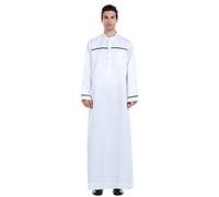 Muslim Shirts for Men - Men'S Casual Muslim Arab Middle Solid Color Long Sleeved Robe (White Xl)