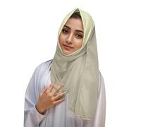 Muslim Silk Soft Chiffon Hijab Modern Islamic Chiffon Headscarves for Women Hijab Headscarf Women's Turkish Premium Quality Women's Scarf, beige, L
