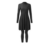Muslim Swimming Costume Womens 2 Pieces Swimming Tops Pants Muslim Swimwear Full Cover Burkini Modest Swimsuit Burkini Bathing Suit Plus Size Sun Protection Beachwear Solid Color Islamic Ladies Black