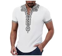 Muslim T-Shirt Men's Thobe Middle East Thobe T-Shirts Men Muslim Short Sleeve Ramadan Dubai Arab Kaftan Clothing Men's Islamic Costume African Suits Outfits Henley Shirt