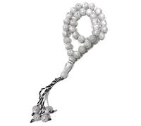 Muslim Tasbih 33 Prayer Bead Rosary AMN-312 Islam Praying Misbaha Beautiful Design 10 mm. Islamic Religion Subha Sibha Eid Ramadan Gift (White)