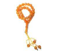 Muslim Tasbih 33 Prayer Bead Rosary AMN-312 Islam Praying Misbaha Beautiful Design 10 mm. Islamic Religion Subha Sibha Eid Ramadan Gift (Yellow)