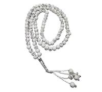 Muslim Tasbih 99 Rosary Beads AMN-184 Islam Prayer dhikr Misbaha with Allah Muhammad Names Engraved on Islamic Religion Eid Ramadan Gift (White)