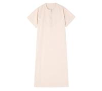 Muslim Thobe for Boys Short Sleeve Islamic Kaftan Dubai obe Kids Boys Solid Arabic Thobe Crew Neck Prayer Clothes Muslim Prayer Dress Eid Clothes (Beige, 9-10 Years)