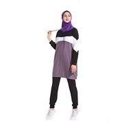 Muslim Women Hooded Tracksuit 2Pcs Muslim Pull Over Hoodie Jogging Pants (M, Purple)