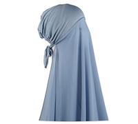Muslim Women Instant Chiffon Hijab with Tie Back Under Cap Fashion Solid Color Soft Chiffon Scarf with Hijab Inner Cap, Forever Blue