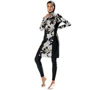 Muslim Women Oversized Swimsuit Three Piece Modest Swimwear Set with Long Sleeve Top Trousers and Swim Cap Conservative IsIamic Swimming Suit Plus Size Burkini for Women (Black, L)