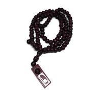Muslim Wooden Tasbih 99 Rosary Beads Amn081 Printed Picture Tag Islam Prayer Zikr Misbaha Ramadan Gift (Dark Brown)