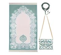 Muslims Prayer Rug With Prayer Beads Tassels And Bag Travel Portable Pray Mat Islamics Women And Men Muslims Rug Set With Bag Beads