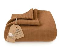 Muslin Baby Blanket Cotton 110 x 120 cm - Muslin Swaddle Snuggle Throw Thin Infant Blanket Kids Muslin Cloth Breathable Toddler Quilt Soft Wrap Newborn Coverlet Brown
