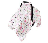 Muslin Baby Car Seat Canopy, Metplus Infant Carseat Cover - Extra Wide Universal Fit, Lightweight Breathable Soft for Babies Girls Shower Gift (Purple Flower)