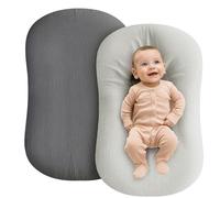 Muslin Baby Lounger - 2 Pack Organic Cotton Pillow Lounger for Newborn - Soft and Breathable - Covers Only