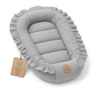Muslin Baby Nest 90x50 cm - Baby Nest for Newborns, Portable Nest for Children's Bed and Baby Crib Cuddle Cocoon for Boys and Girls Cotton Gray