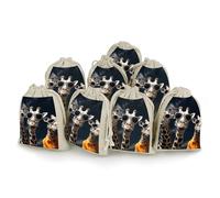 Muslin Bags Drawstring Pouches Three Giraffes Wearing Sunglasses Draw String Bags Reusable Sachet Bag Muslin Drawstring Bag Portable Jewelry Pouch Gift Pouch for Party Wedding Home Storage 8pcs